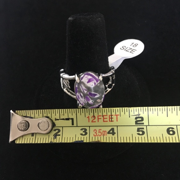 Purple Gray and White Oval Stone Fashion Ring - Picture 6 of 6